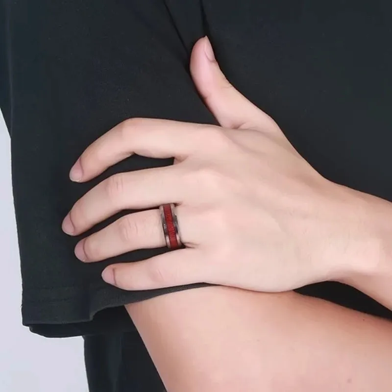Couple Heart Garnet Ring Set