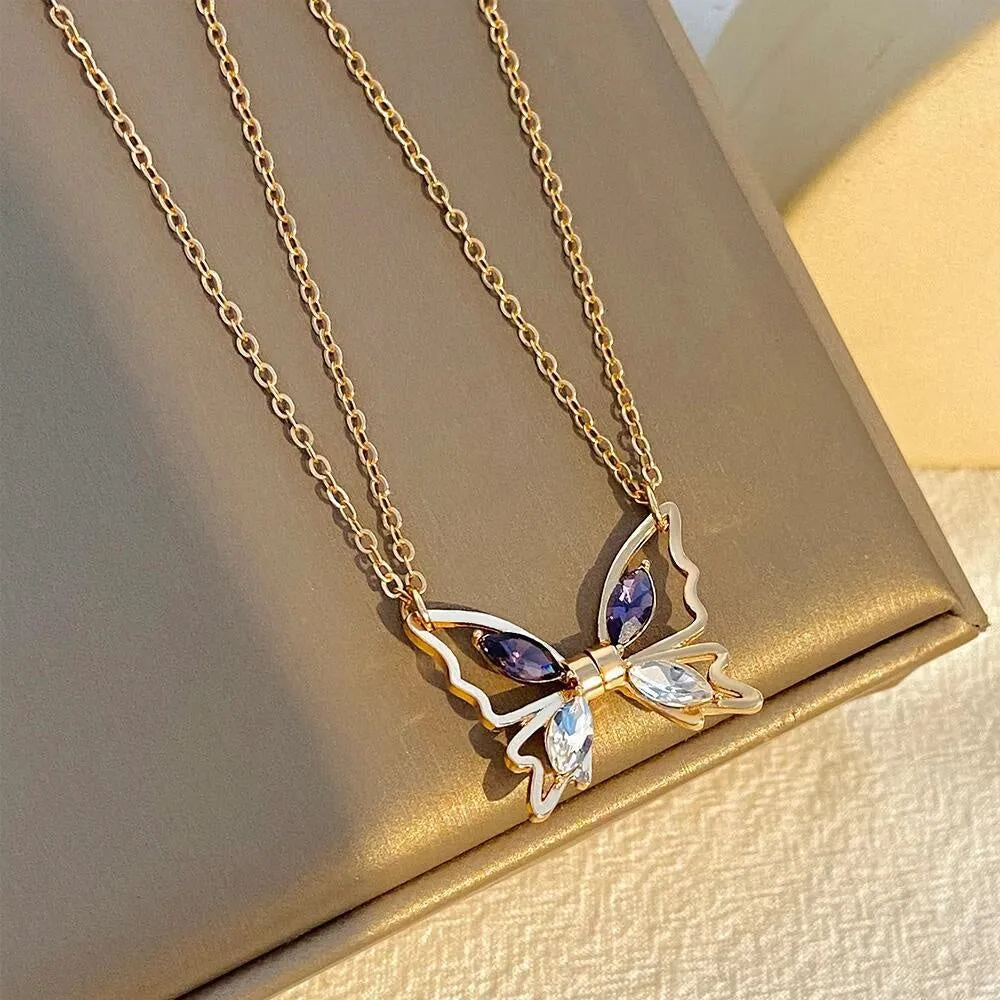 Couple Necklace Magnetic Matching Butterfly Necklaces for Couples Valentine's Gift for Lover