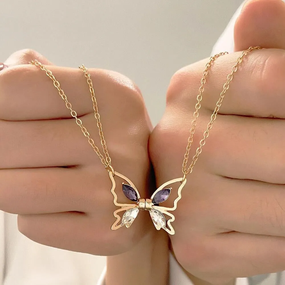 Couple Necklace Magnetic Matching Butterfly Necklaces for Couples Valentine's Gift for Lover