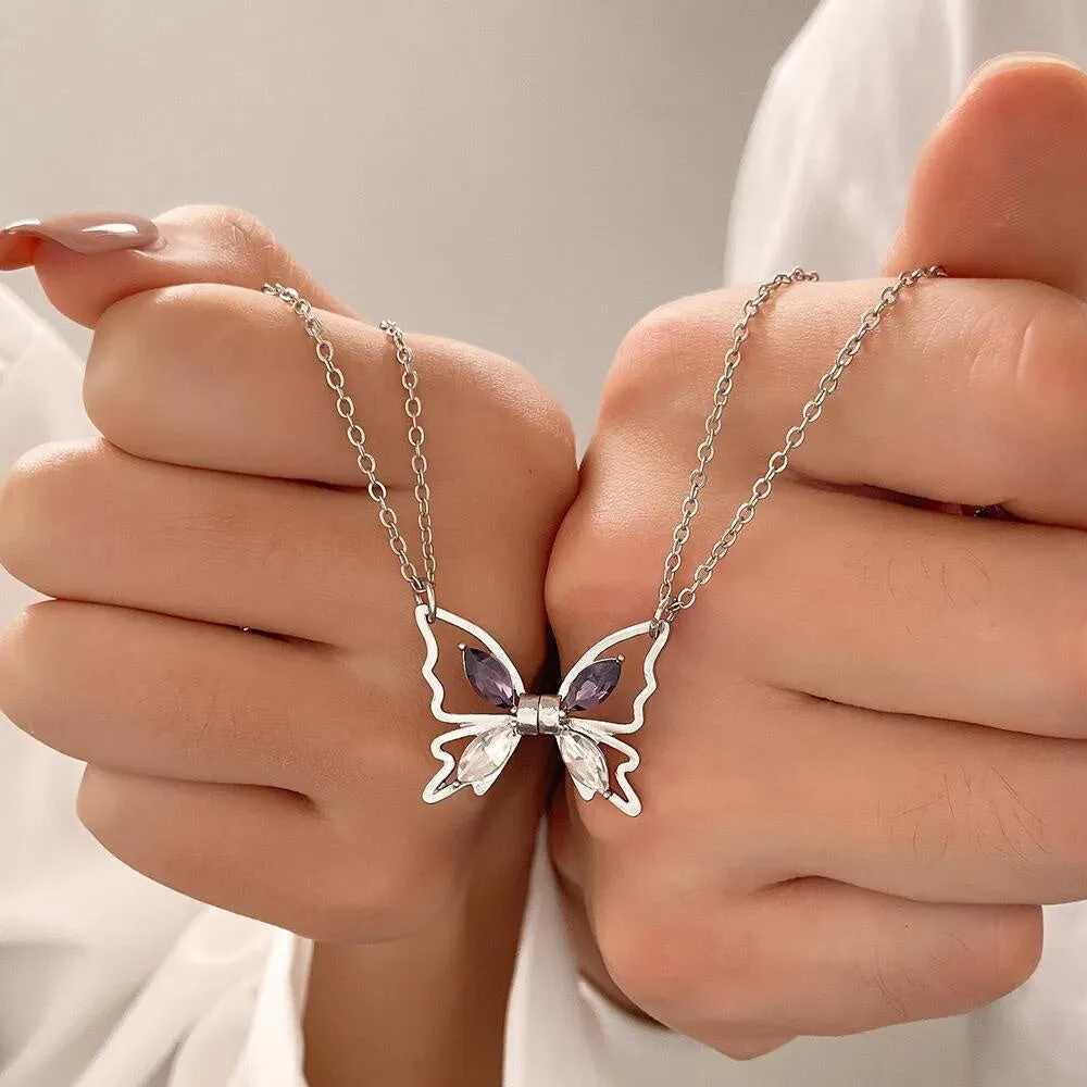 Couple Necklace Magnetic Matching Butterfly Necklaces for Couples Valentine's Gift for Lover