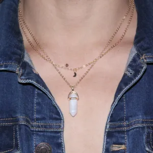 Crystal Geometric Opal Stone Pendant Necklace For Woman Temperament Exquisite