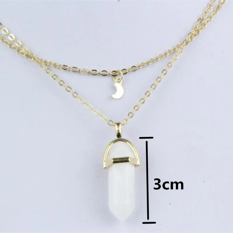 Crystal Geometric Opal Stone Pendant Necklace For Woman Temperament Exquisite