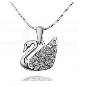 Crystal Swan Pendant Necklace For Women