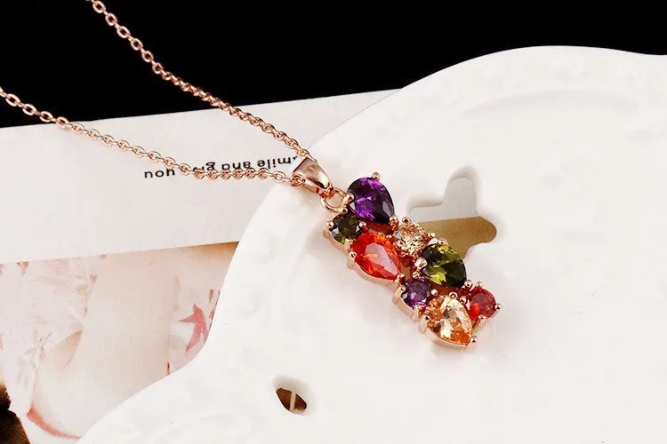 Cubic Zircon Multicolor Pendant Necklaces For Women