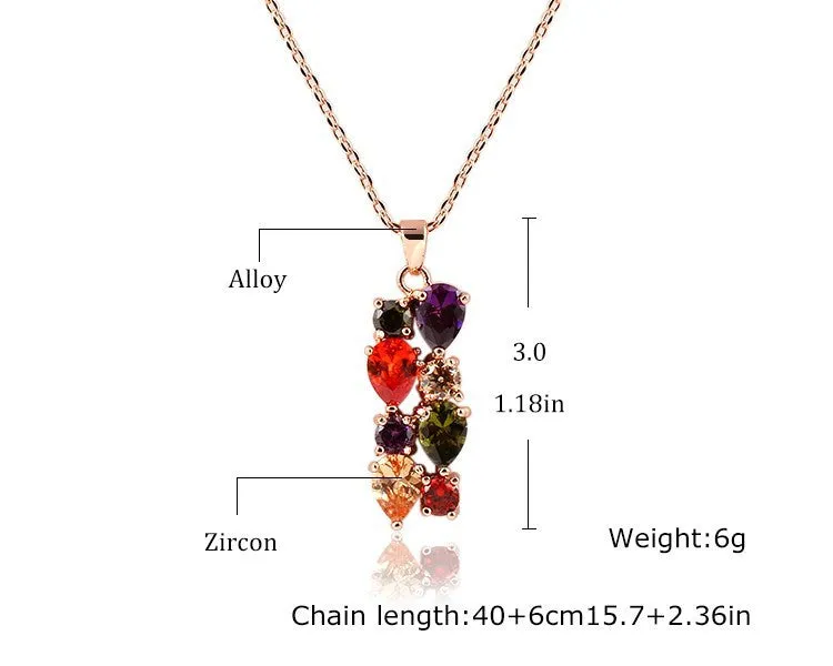 Cubic Zircon Multicolor Pendant Necklaces For Women