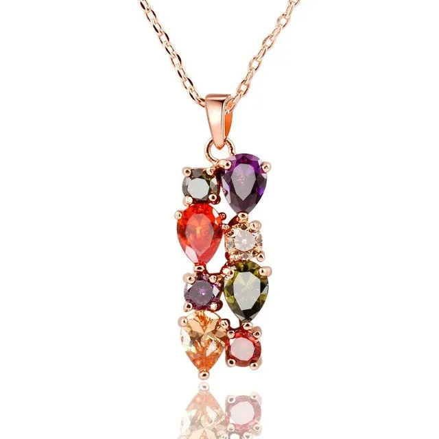Cubic Zircon Multicolor Pendant Necklaces For Women