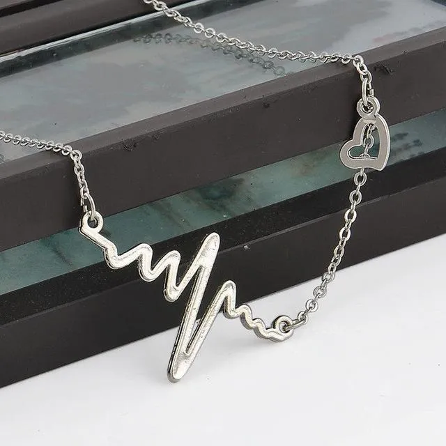 Cute Heart Beat Pendant Necklace