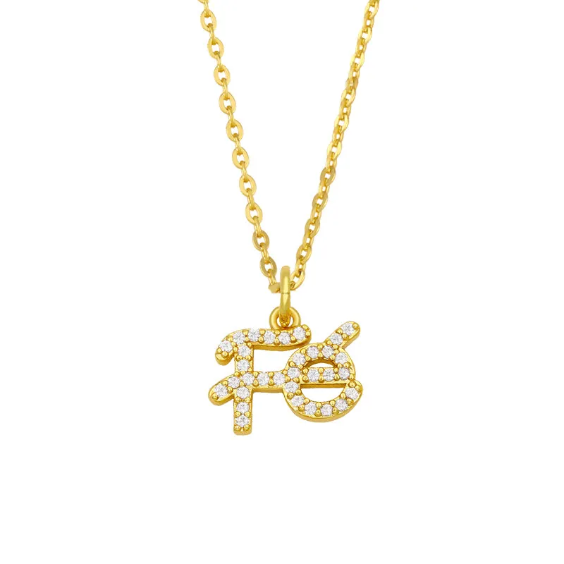 CZ Pave Rhinestone FE Necklace For Women Brass Square Moon And Star Pendant Necklace