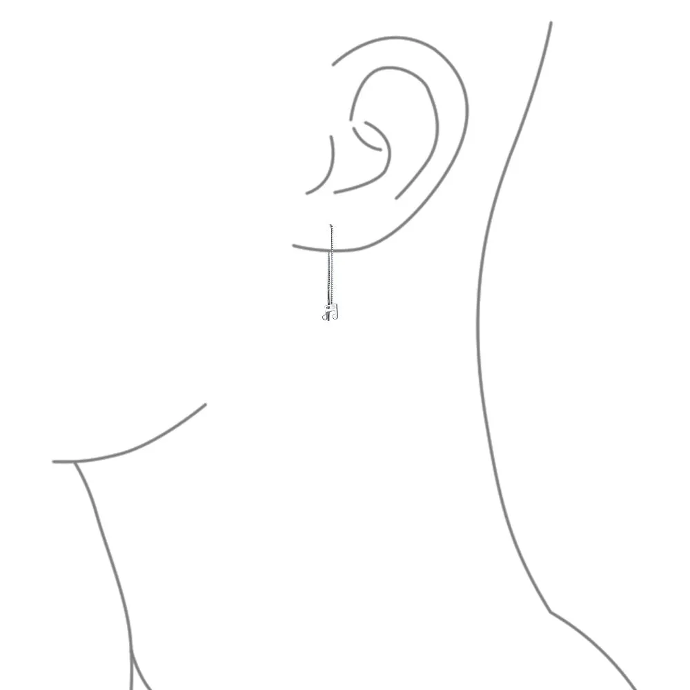 Dainty Music Note Threader Dangle Earrings for Music Students  Sterling Silver