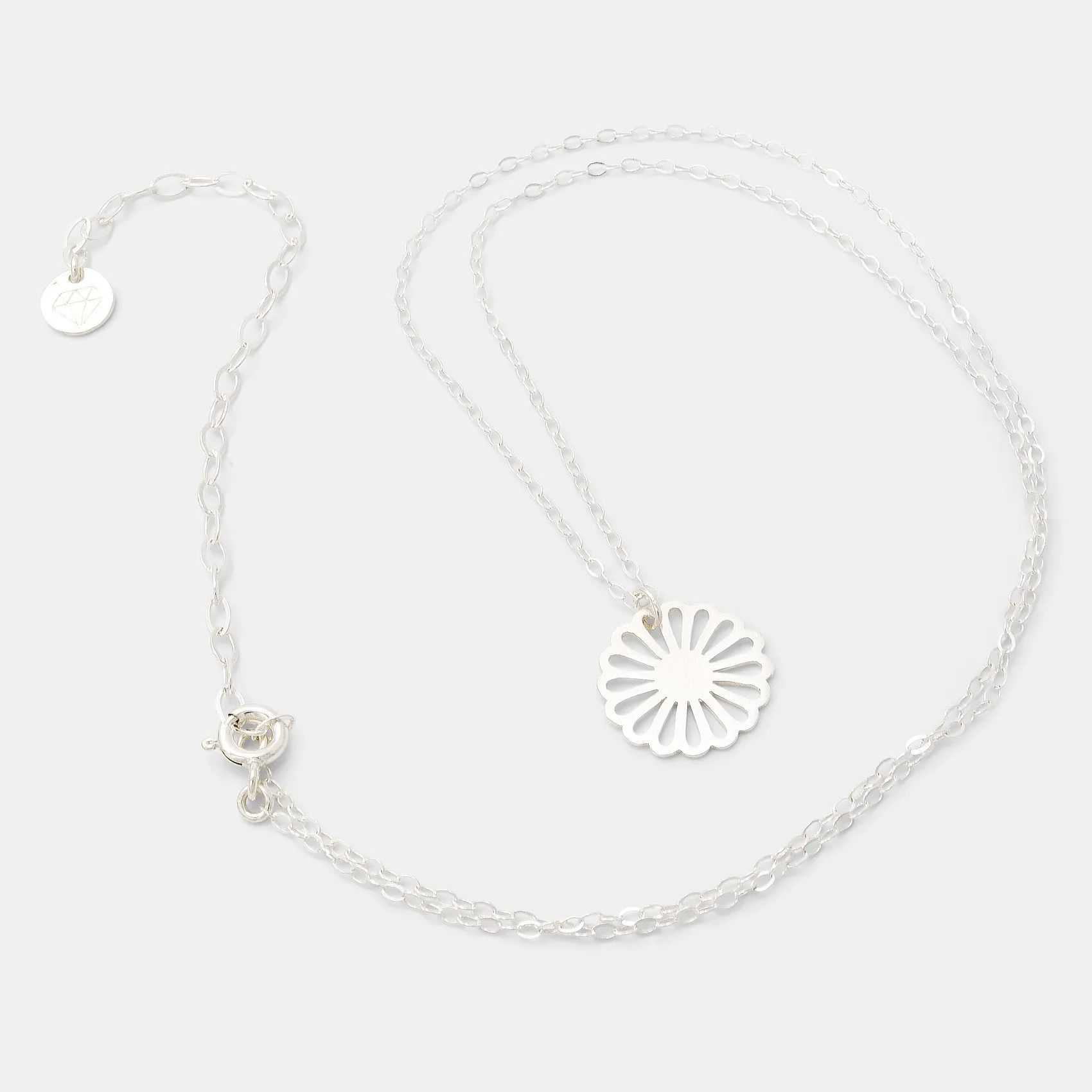 Daisy Flower Silver Pendant Necklace