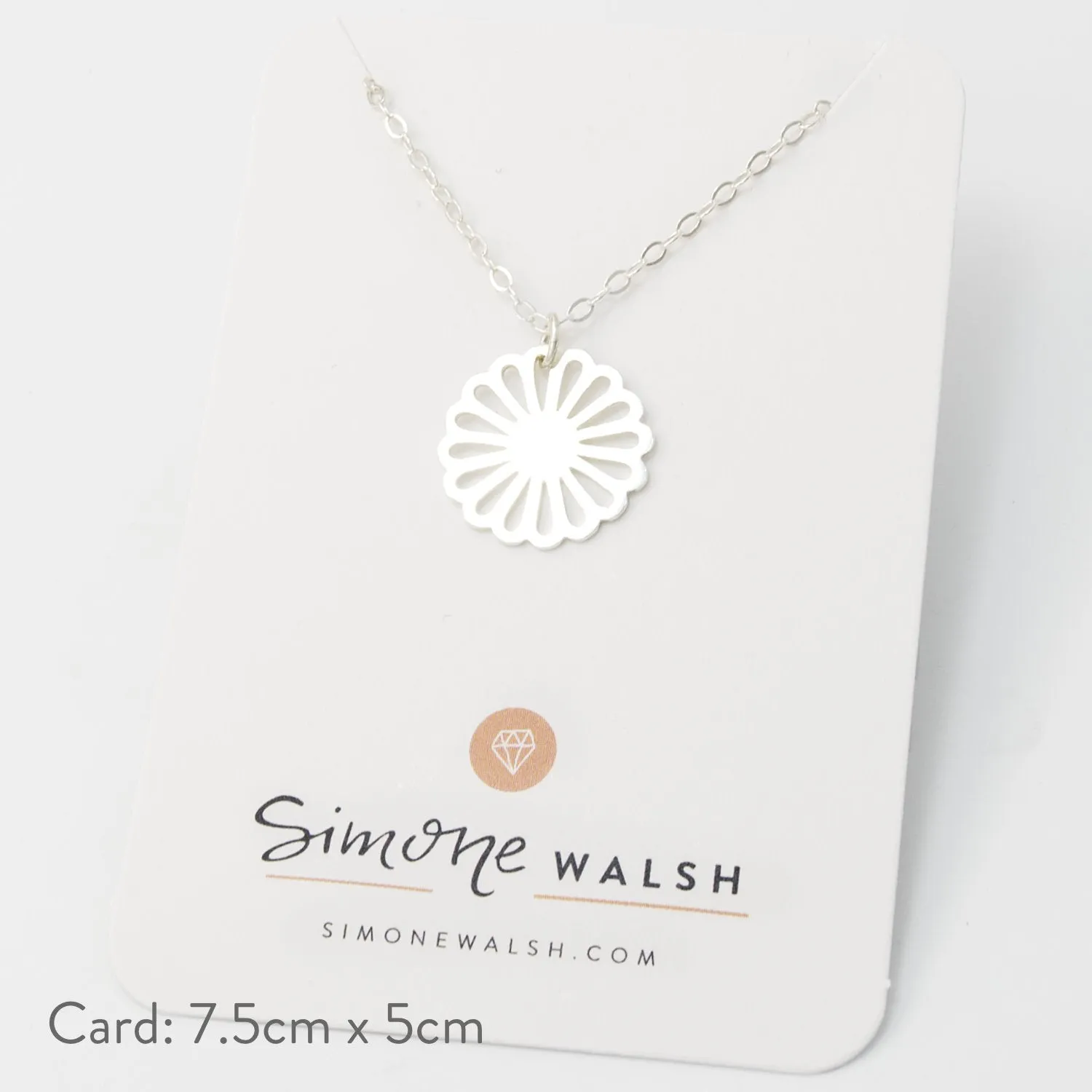 Daisy Flower Silver Pendant Necklace
