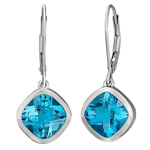 Dangle Cushion Blue Topaz Earrings - Grand