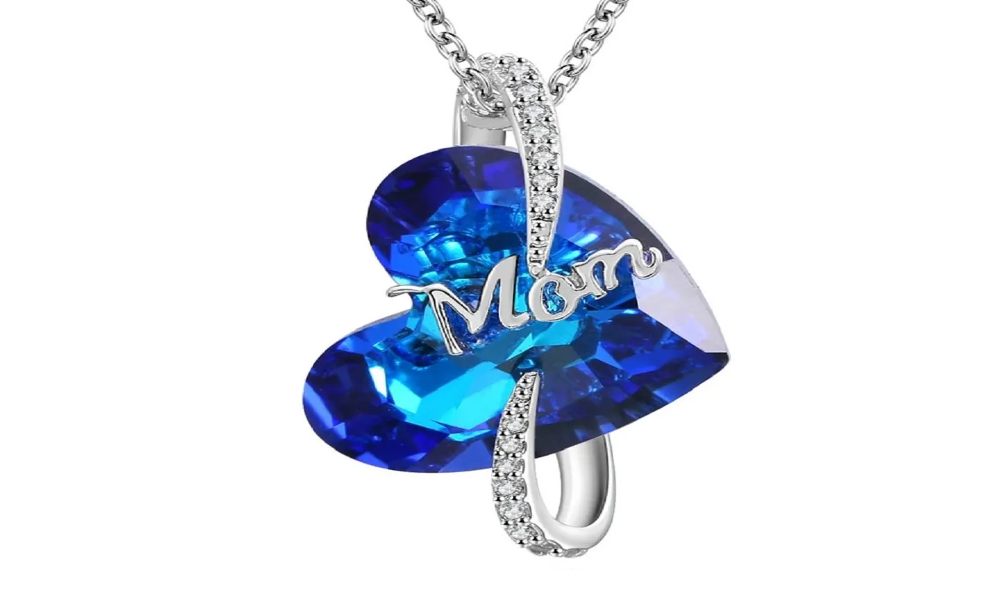 Deepblue Crystal Heart Pendant Necklace