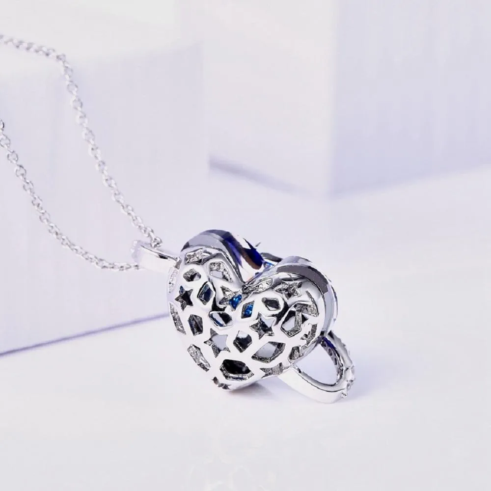 Deepblue Crystal Heart Pendant Necklace