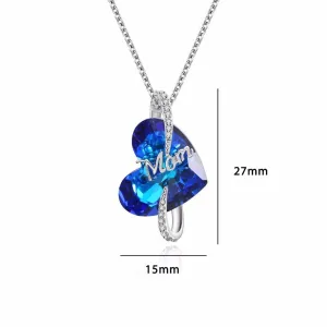 Deepblue Crystal Heart Pendant Necklace