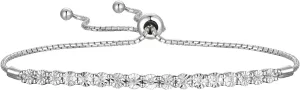 Diamond Adjustable Bolo Bracelet for Women, 14K Rose Gold-plated Sterling Silver/14K Gold-plated Sterling Silver/Sterling Silver, Easy-On Easy-Off - 1/10 cttw (6, 7 and 8 inch Wrist Size)