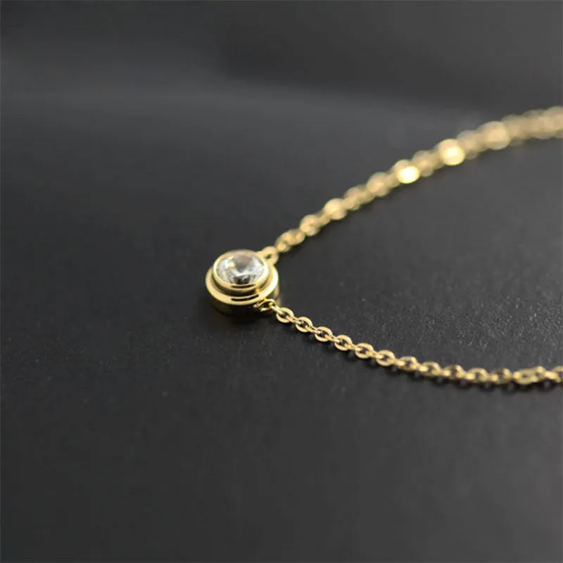 Elegant Women Gold Pendant Necklace with AAA CZ Stone