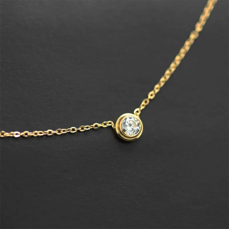 Elegant Women Gold Pendant Necklace with AAA CZ Stone