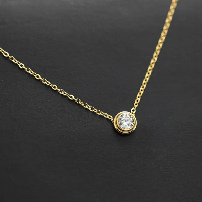 Elegant Women Gold Pendant Necklace with AAA CZ Stone