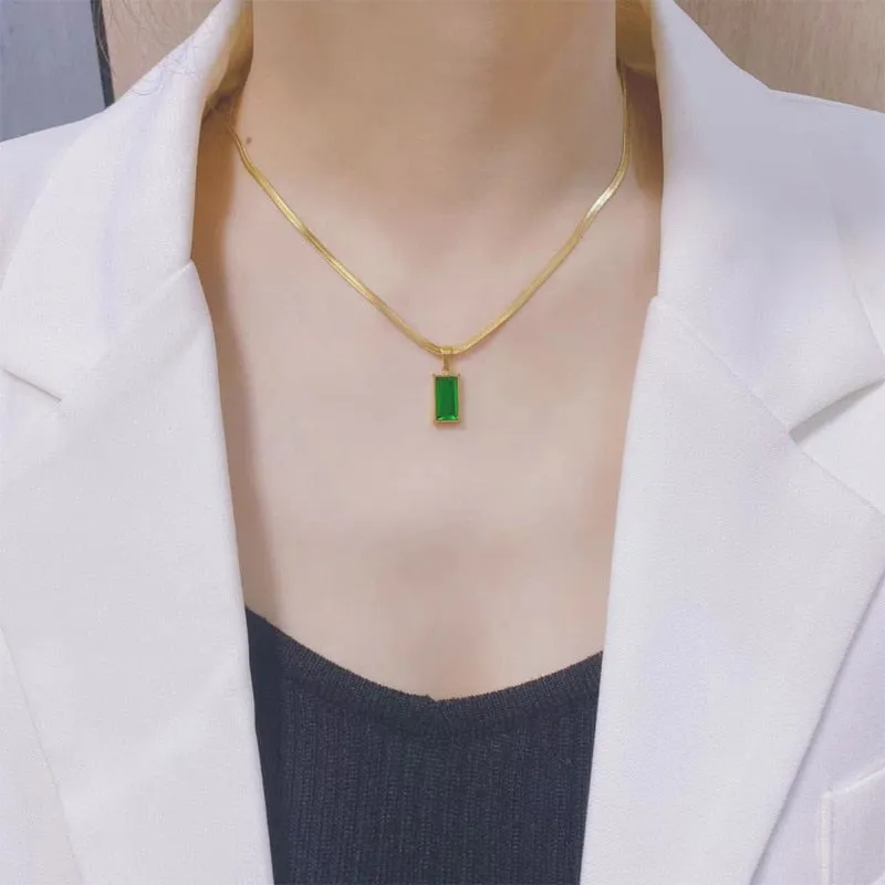 Embedded Zircon Good Luck Charm Thick Chain Choker Necklaces Pendant For Women