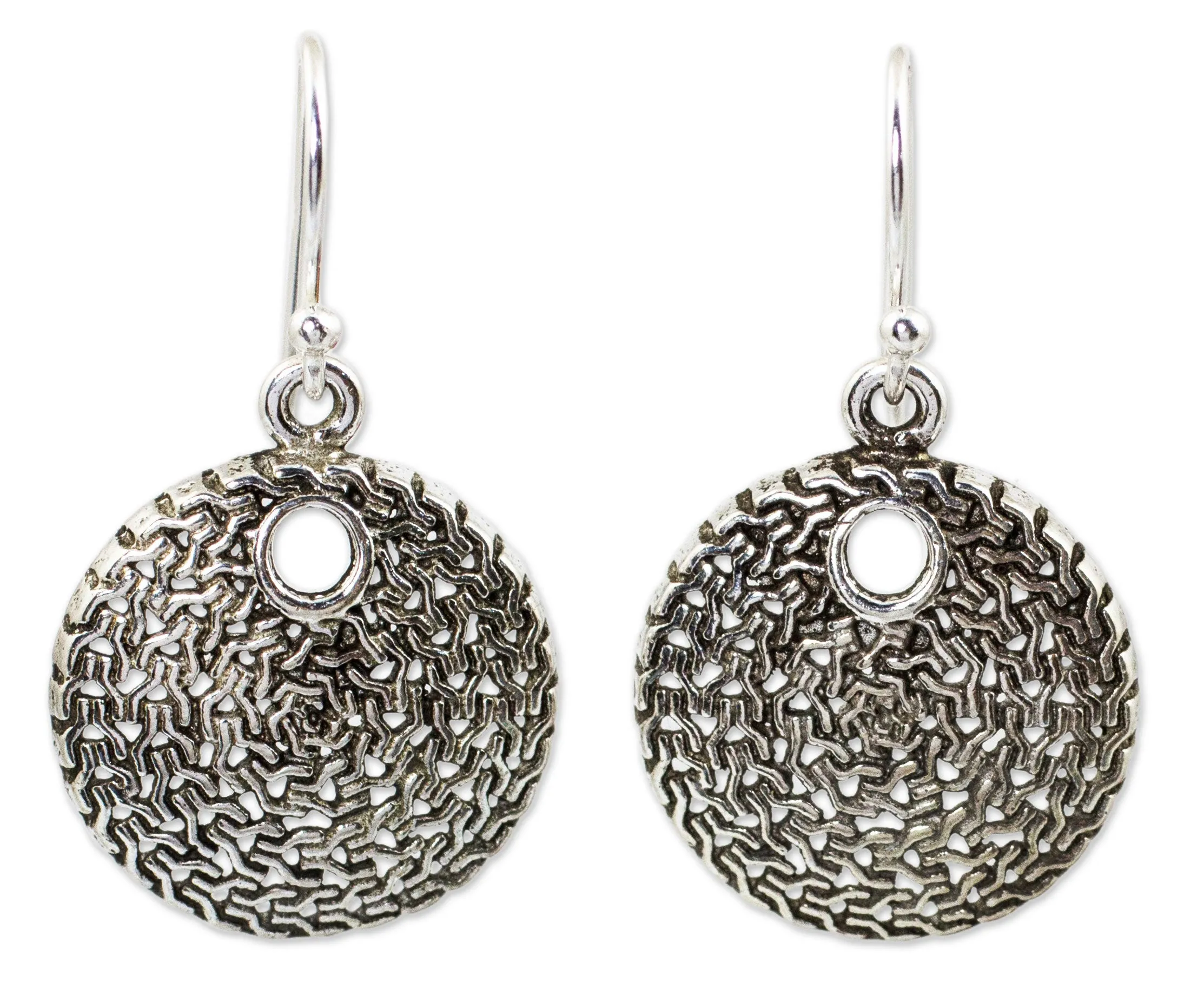 Energized Modern Silver Dangle Earrings from Thailand