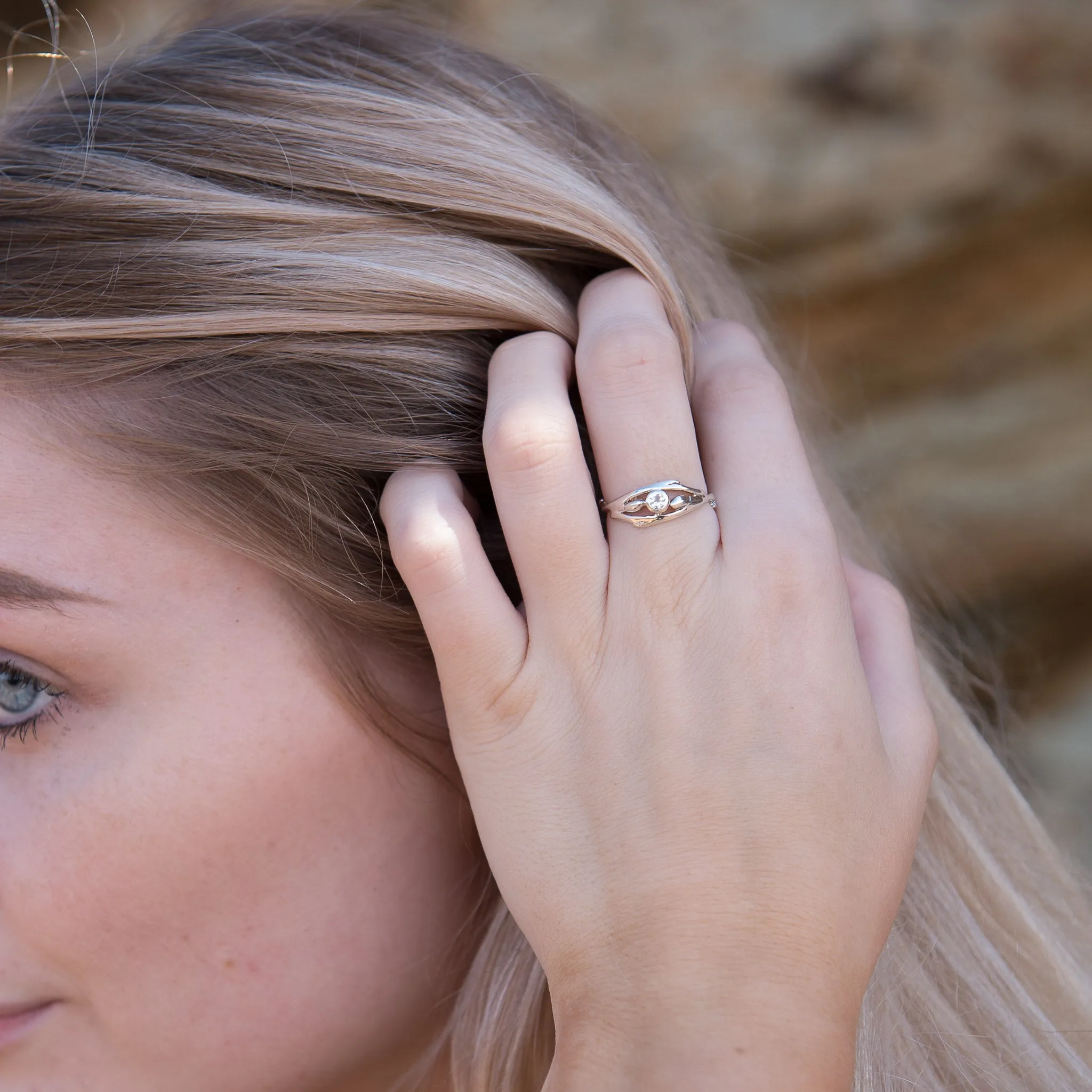Entwined Silver White Sapphire Ring