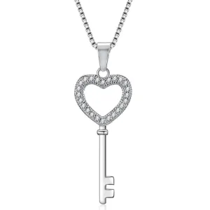 European Trendy Fashion Crystal Key Pendant Necklace