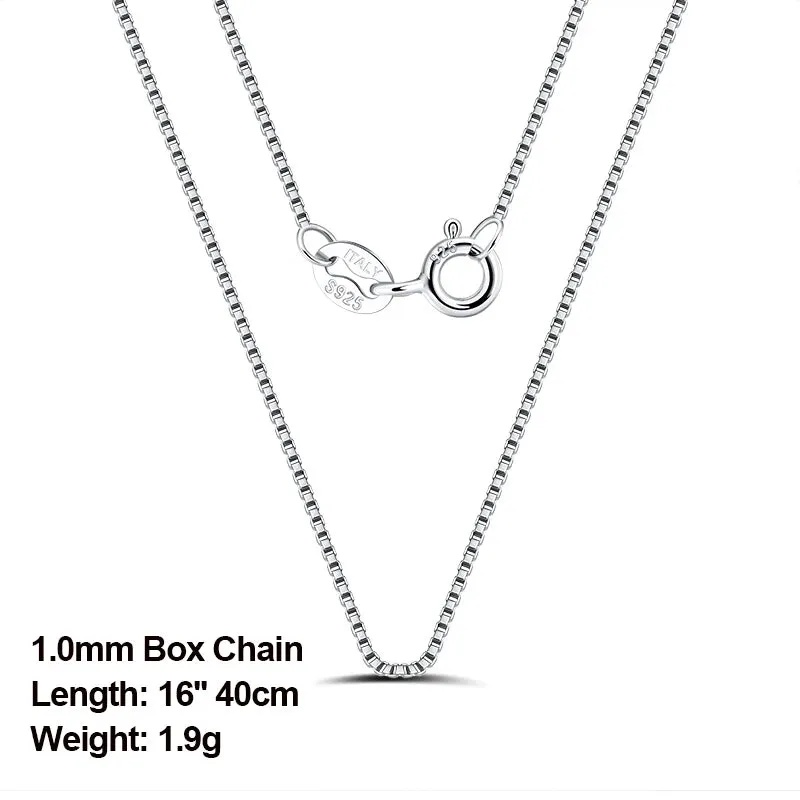 Exquisite Slim 1mm Box Chain Necklace 925 Silver Necklace