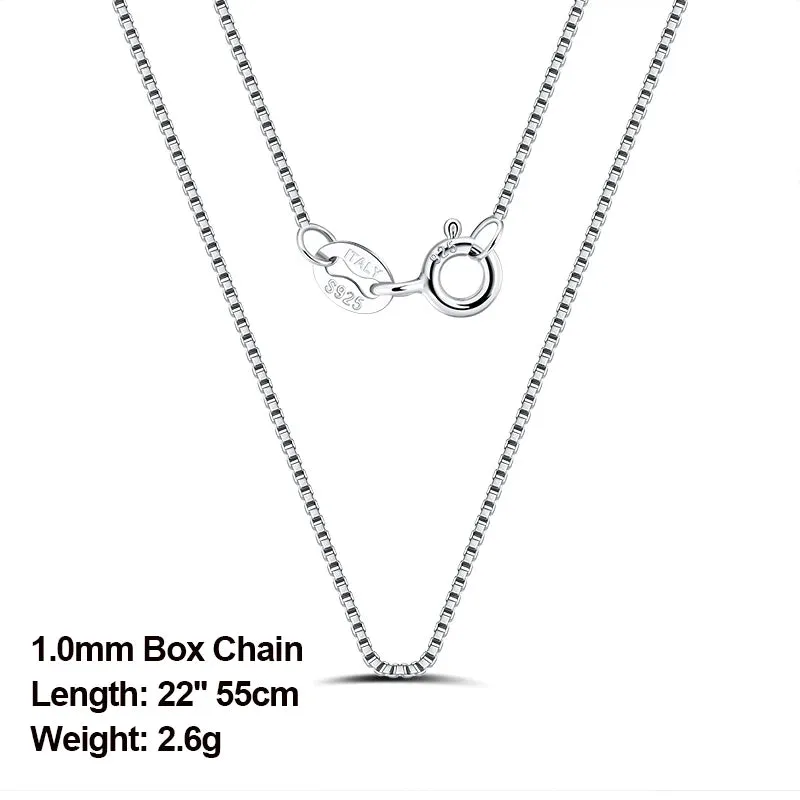 Exquisite Slim 1mm Box Chain Necklace 925 Silver Necklace