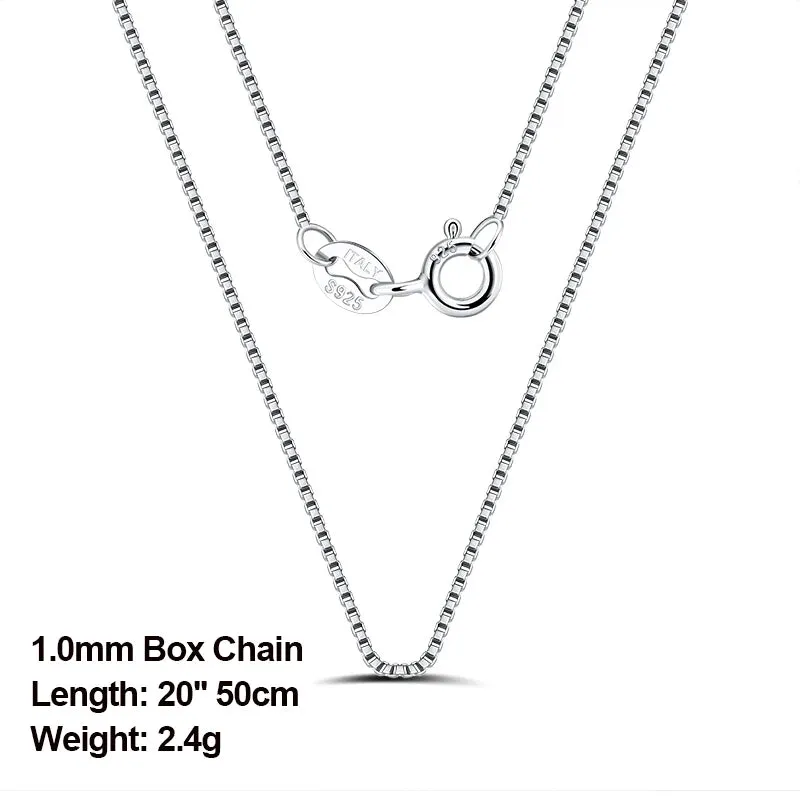 Exquisite Slim 1mm Box Chain Necklace 925 Silver Necklace