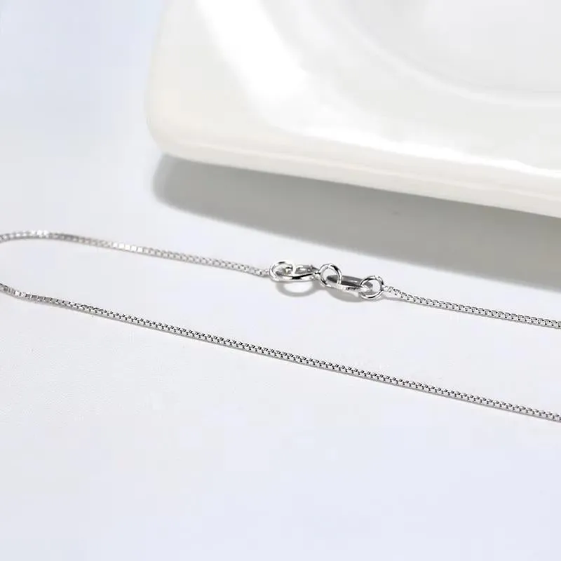 Exquisite Slim 1mm Box Chain Necklace 925 Silver Necklace