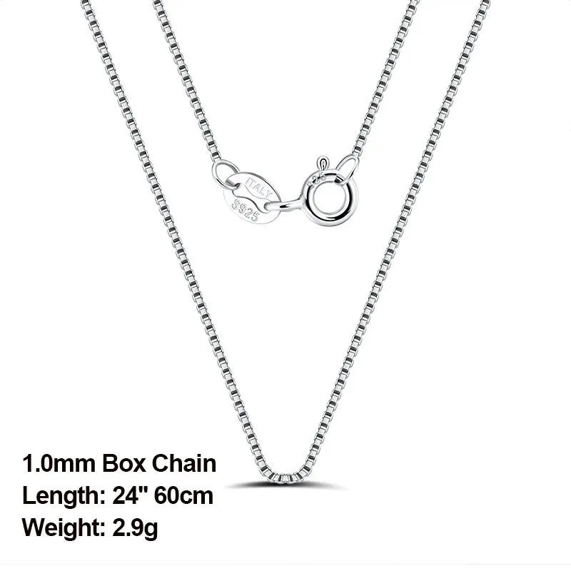 Exquisite Slim 1mm Box Chain Necklace 925 Silver Necklace