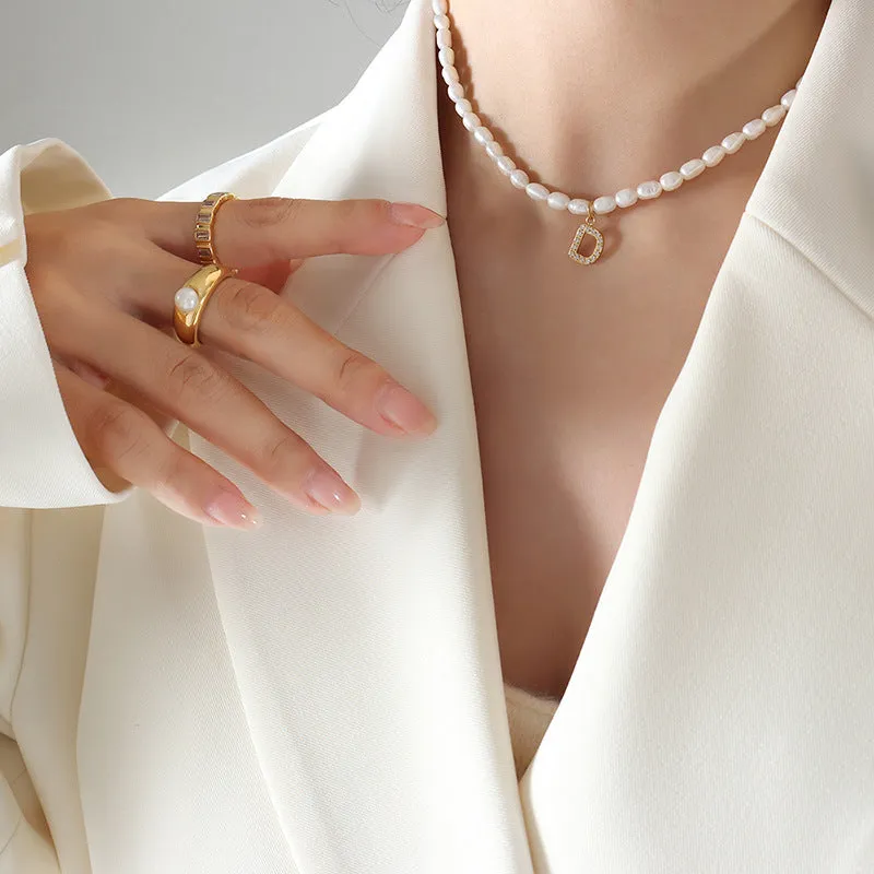 Exquisite Titan Gold-Plated Necklace with Full-Zircon Pendant
