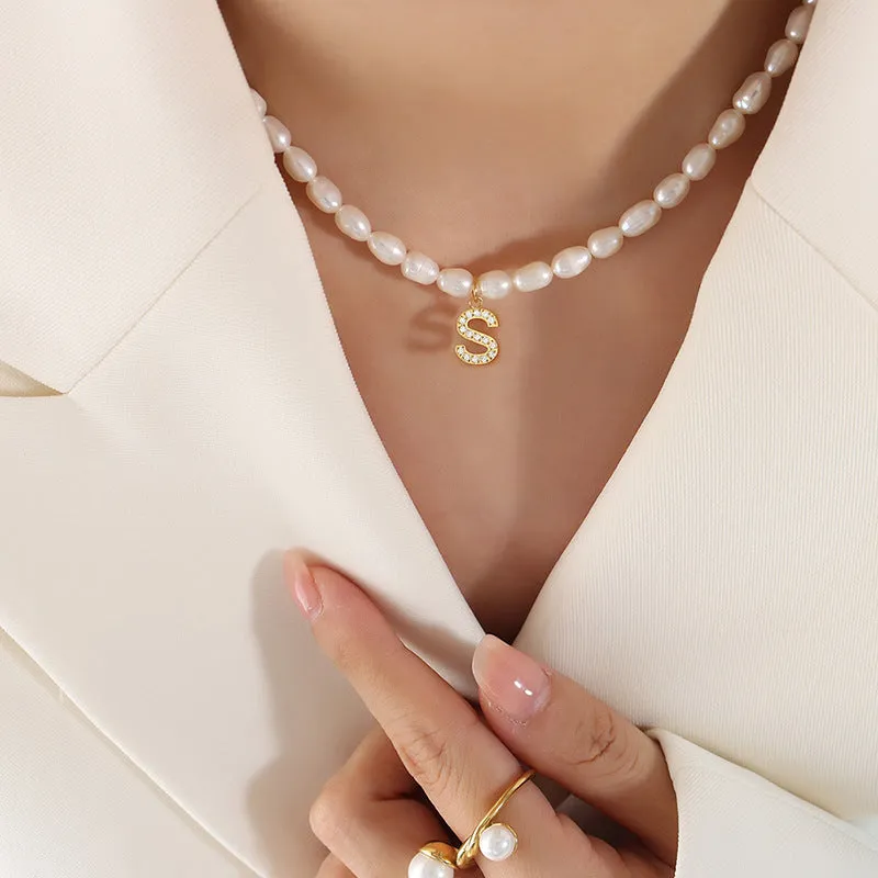 Exquisite Titan Gold-Plated Necklace with Full-Zircon Pendant