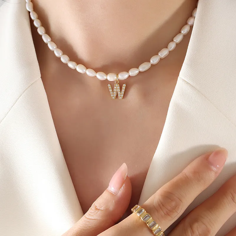 Exquisite Titan Gold-Plated Necklace with Full-Zircon Pendant