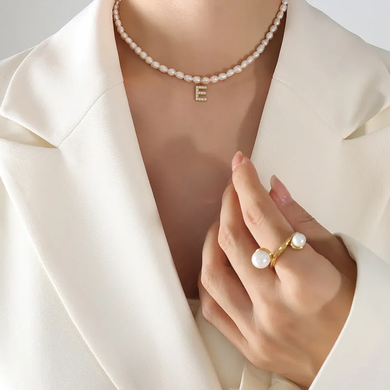 Exquisite Titan Gold-Plated Necklace with Full-Zircon Pendant