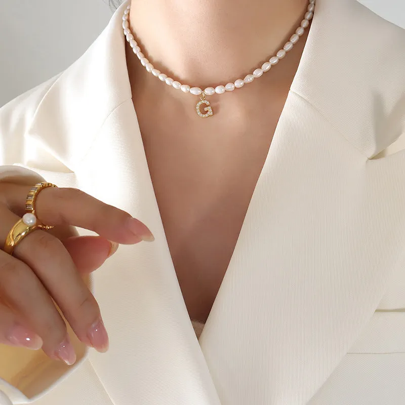 Exquisite Titan Gold-Plated Necklace with Full-Zircon Pendant