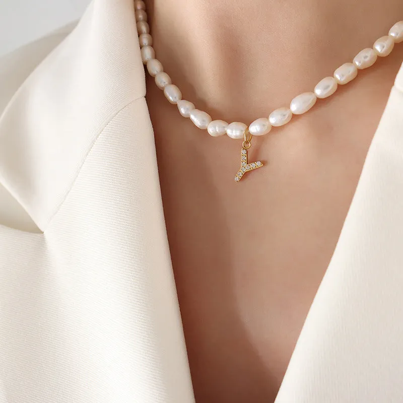 Exquisite Titan Gold-Plated Necklace with Full-Zircon Pendant