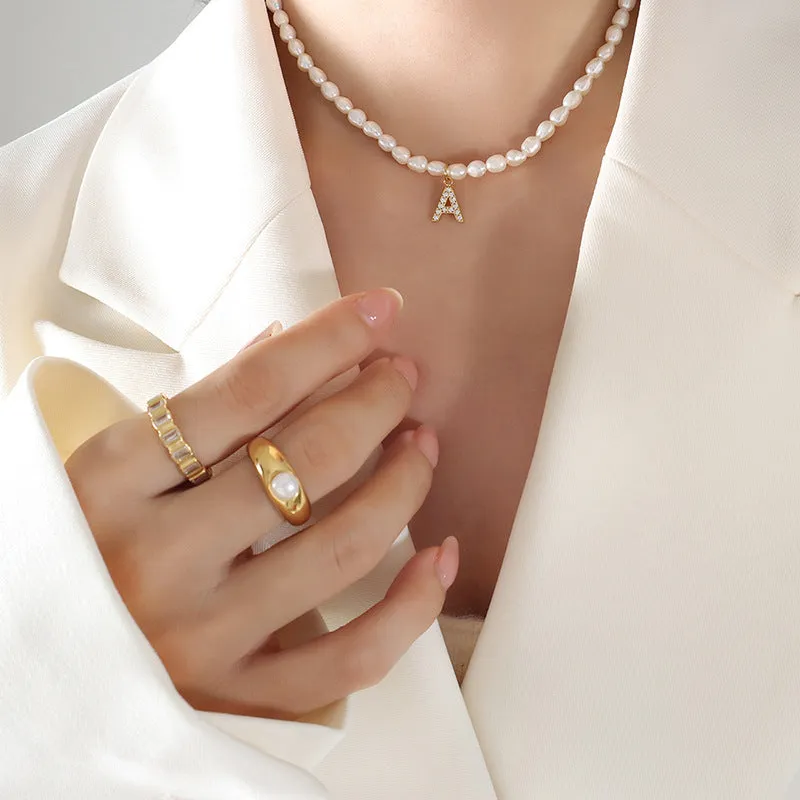 Exquisite Titan Gold-Plated Necklace with Full-Zircon Pendant