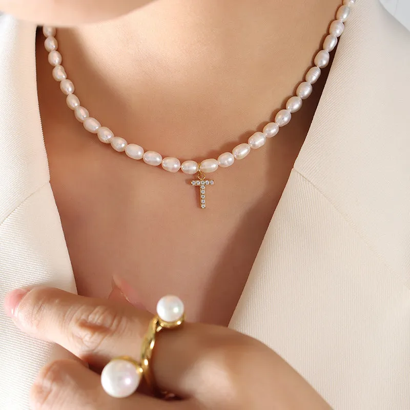 Exquisite Titan Gold-Plated Necklace with Full-Zircon Pendant
