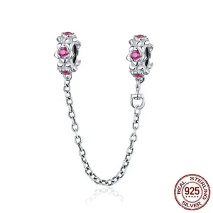 Fairy Flower Garland Pink CZ Safety Chain