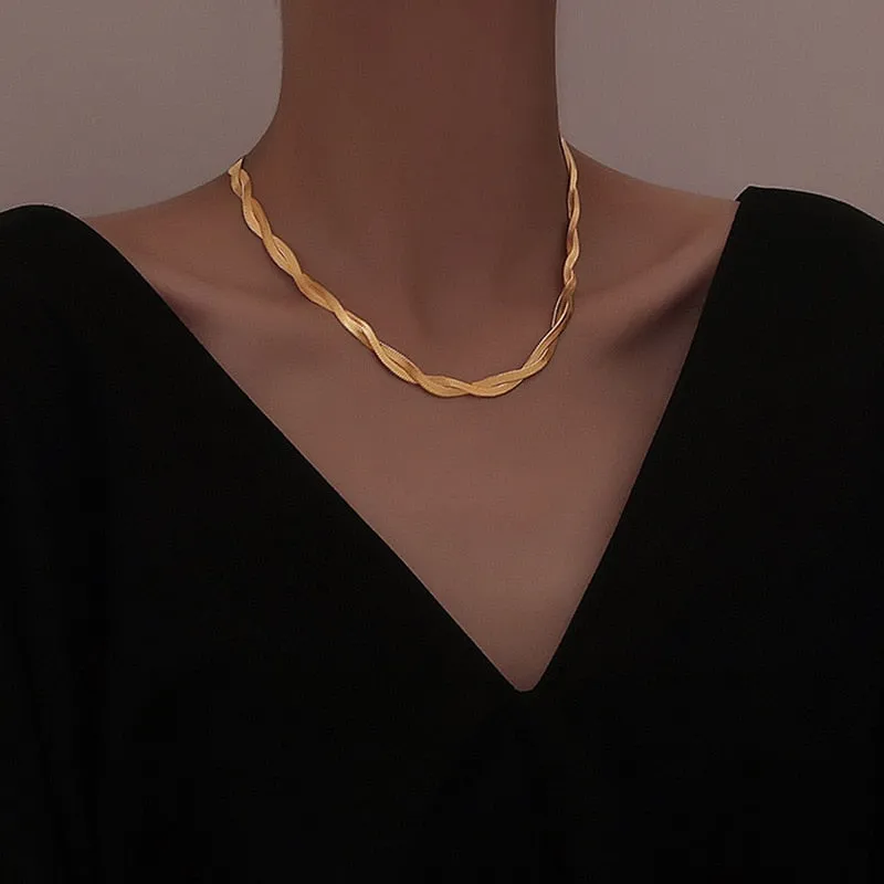 Fashion Upscale Jewelry Interweave Weaving Charms Snake Chain Choker Necklaces