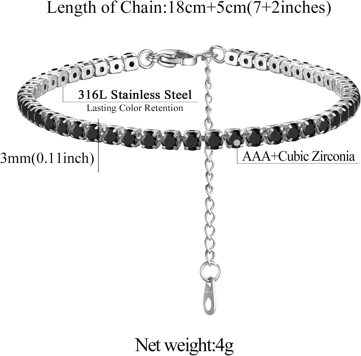 FindChic 925 Sterling Silver Figaro/Cuban Link Italian Chain Bracelets for Women Men 3MM/5MM Width 6.3'' to 8.3'' Length Adjustable, with Gift Box