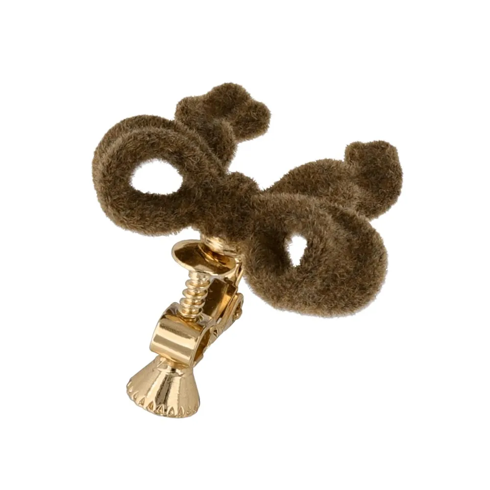 Flocked Bow Clip On Earrings