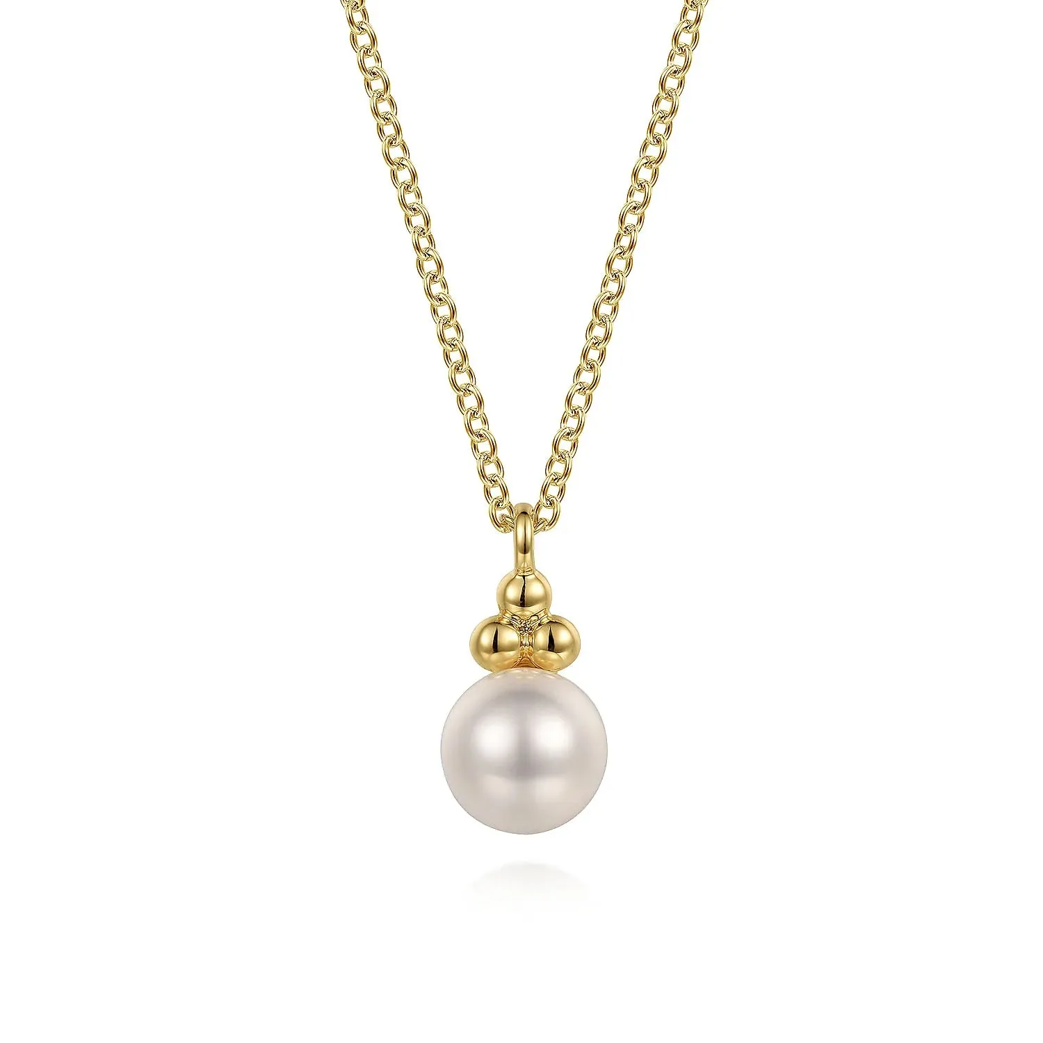 Gabriel & Co. Fashion 14k Yellow Gold Pearl Bujukan Drop Pendant Necklace