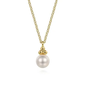 Gabriel & Co. Fashion 14k Yellow Gold Pearl Bujukan Drop Pendant Necklace