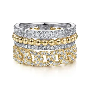 Gabriel & Co. Two Tone Bujukan Diamond Stackable Ring