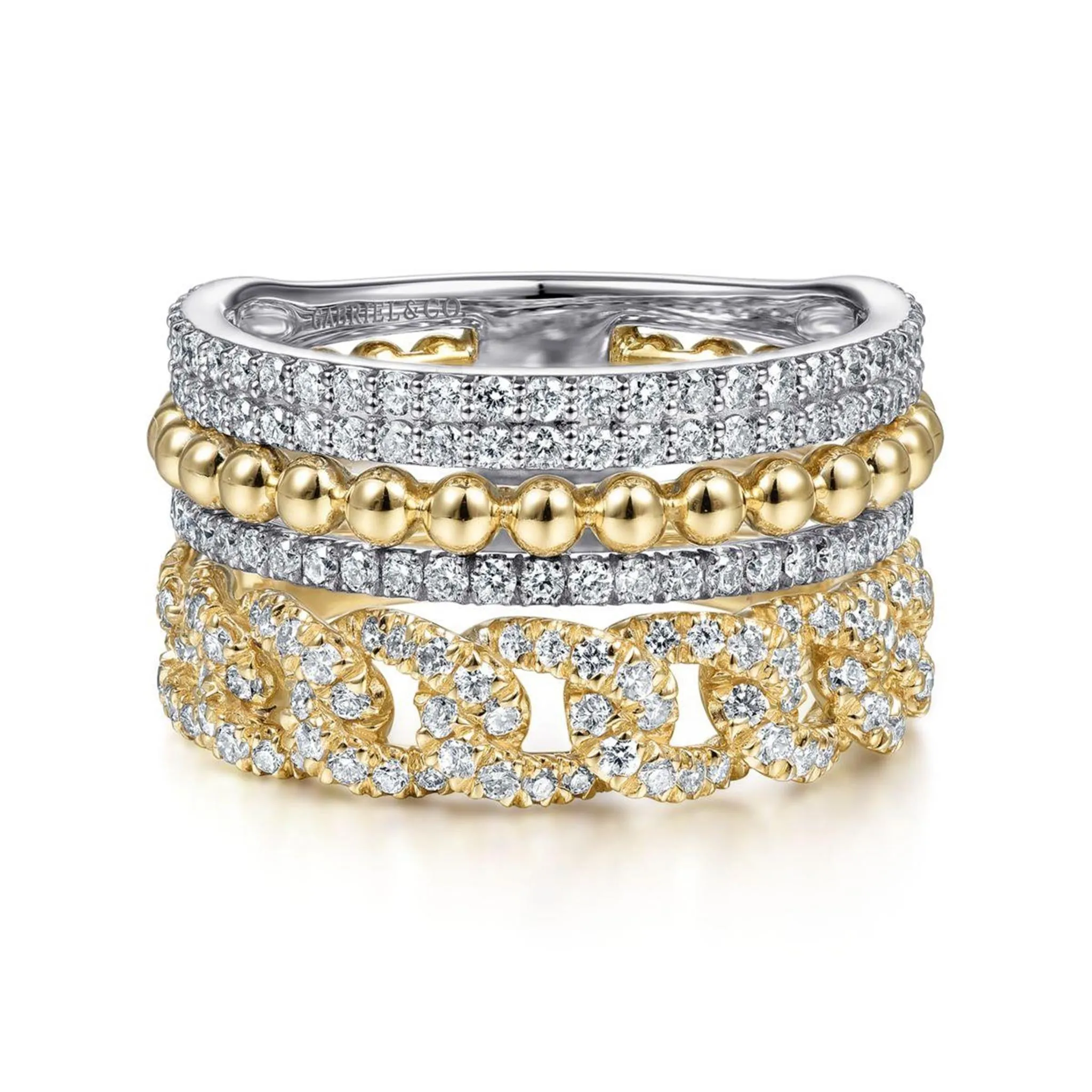 Gabriel & Co. Two Tone Bujukan Diamond Stackable Ring