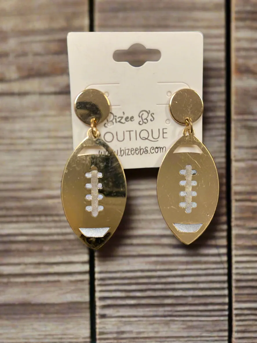 Gold Plated Football Earrings