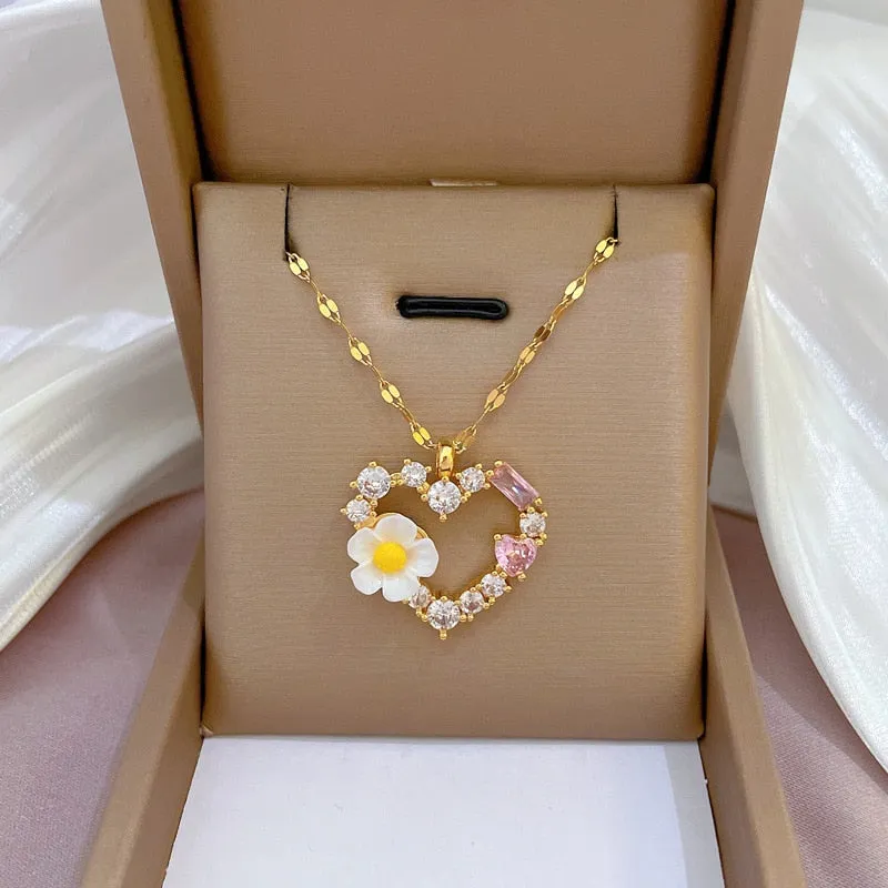 Gold Plated Multi Style Temperament Moon Star Flower Pendant Girl Necklace